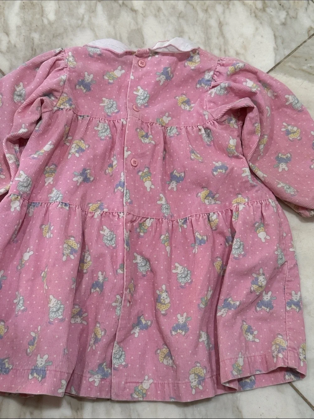 OshKosh B'gosh Pink CorduroyTiered 1987 Dress & Bunnies On Ice” Collar 3 Toddler